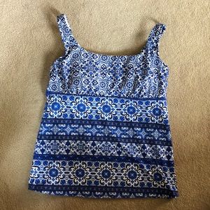 Lands’ End D cup Squareneck Tankini Top size 12